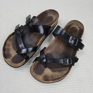 Sandalias Birkenstock Mayari charol punta lazo plantilla talla 41 10 10.5 zapatos negros - Imagen 1 de 8