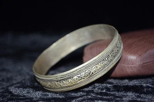 Vintage Berber Silver Bracelet Moroccan Bangle Art Ethnic Tribal Women Jewelry - Picture 1 of 5