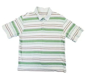 Columbia Mens L Shirt Polo Short Sleeve Green Stripe 100% Cotton - Picture 1 of 7