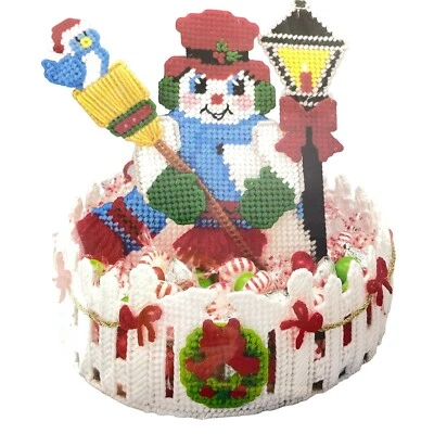 Bucilla Needlecraft Plastic Christmas Centerpiece  Snowman  61126 Started - Image 1 of 4