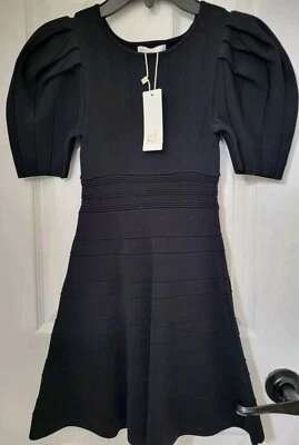 GB Girls Black Social Puff Sleeve Dress Size Small  - Image 1 of 4
