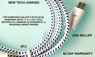 NTJ 6ft Braided Micro USB power cord Charger Cable for samsung s6 s6+ s7 HTC LG - Image 1 of 4