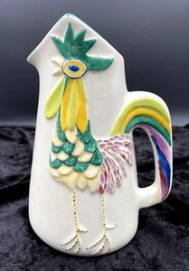 Vintage "Wilma" Colorful Ceramic Hand-Painted Chicken Pitcher w/Handle or Vase - Picture 1 of 13