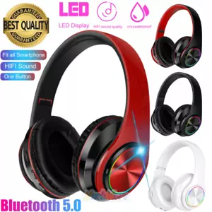Foldable Wireless Bluetooth 5.0 Headphones Noise Cancelling Stereo Bass Headset - Picture 1 of 27