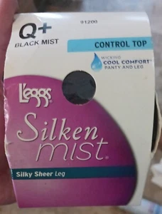 Leggs Silken Mist Control Top Pantyhose Black Mist Q+ Sheer Leg, Wicking - Picture 1 of 1