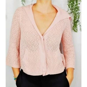 Cabi halbtransparenter leichter rosa Strickpullover Embrace Cropped Pointelle Medium - Bild 1 von 9