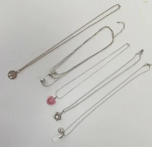 Bulk Lot 5 Silver toned Vintage to Modern mix Necklaces Chains Pendants lot 233 - Picture 1 of 7