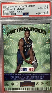 2019 Panini Contender Zion Williams Lottery Ticket #1 🏀. PSA.  10. 💎💎 - Bild 1 von 3