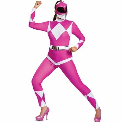 Disfraz Mighty Morphin Power Rangers Talla Adulto 12-14 Grande Rosa NUEVO Mujer Foto 1 de 2