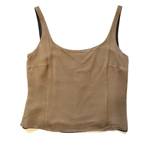 $750 Nuevo con etiquetas De Colección Akris Pequeña Ondulada Plisada Marrón Carcasa de Seda Top Sin Tanque Talla 10 S/M - Imagen 1 de 9