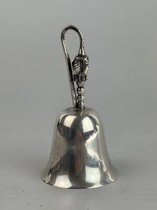 Sterling Silver Hand Table Dinner Bell Grape Leaf Motif Handle Mexico 39g - Picture 1 of 5