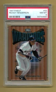 RICKEY HENDERSON 1997 TOPPS FINEST INSERT #63 GRADED PSA 8 NM-MT MLB HOF STAR - Picture 1 of 2