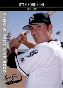 2008 San Jose Giants Grandstand #22 Ryan Rohlinger West Bend Wisconsin WI Card