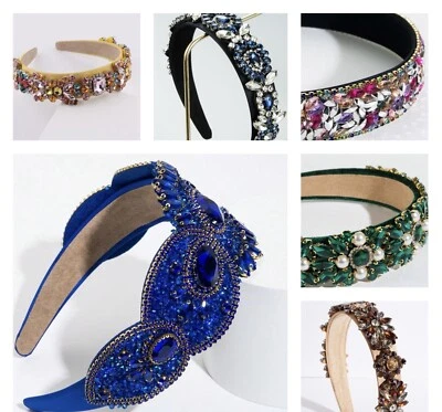 Crystal Headband Rhinestone Gem Women Zirconia  Wedding UK Luxury Diamante Hair - Image 1 of 4