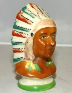 Coctelera de sal o pimienta vintage cerámica cabeza de indio americano busto jefe Japón - Imagen 1 de 7