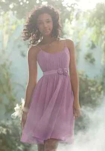 VESTIDO DE DAMA DE HONOR ALFRED ANGELO DISNEY 504 $169 12 FLOR REAL ORQUÍDEA GASA NUEVO - Imagen 1 de 3