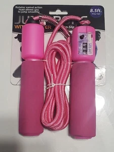 Jump Rope w Counter Non Slip Handles 8.5ft Rotates Swivels Workout Cardio New - Picture 1 of 3