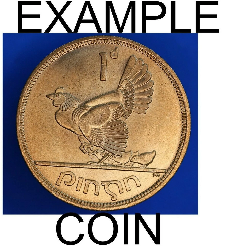 GENUINE 1968 Irish Pennies 1d EIRE Ireland, aUNC, coins [1968IR1d] - Image 1 of 2