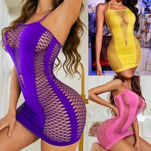Sexy Lingerie Fishnet Body Stockings Dress Underwear Babydoll Sleepwear Bodysuit - Picture 1 of 38