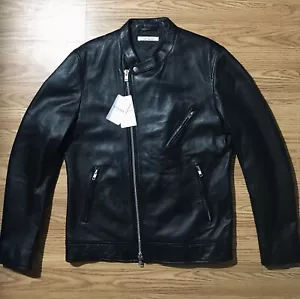 Journal Standard Mens M/L Black Cafe Leather Moto Racer Jacket Vanson Schott NWT - Picture 1 of 16