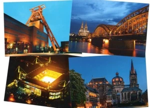 4 PICTURE POST CARDS NRW GERMANY CATHEDRAL COLOGNE AACHEN ESSEN STADIUM DORTMUND - Picture 1 of 6