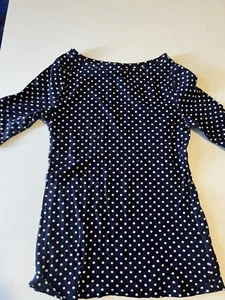 GAP KIDS Girls Kids Size 8 Shirt Top Blouse 1/2 Sleeve Boat Neck Polka Dot - Picture 1 of 6