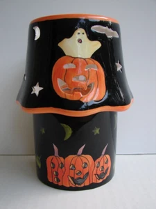 Halloween Ghost & Jack o' Lantern Pumpkin 6" Ceramic 2 PIECE CANDLE LAMP UNUSED - Picture 1 of 9