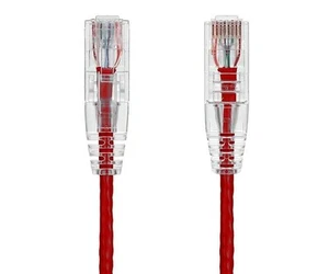 Slim Cat6 UTP Snagless Patch Cable, Red - 0.5/1/2/3/4/5/6/7/10/14/15/20/25 ft - Picture 1 of 1