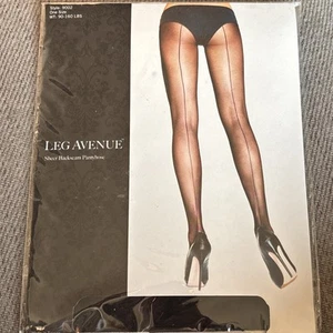 BACKSEAM BLACK SHEER One SIZE 90-160 Lbs PANTYHOSE NEW RETRO - Picture 1 of 3