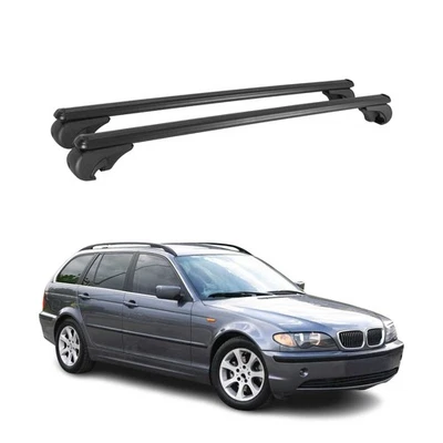 For BMW 325xi 01-06 OMAC USA 12059696929MB Black Raised Roof Rails Cross Bars Foto 1 de 4