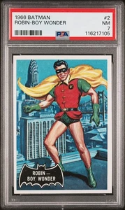 1966 Topps Batman Black Bat # 2 Robin - Boy Wonder PSA 7 NM Possible Undergrade - Picture 1 of 2