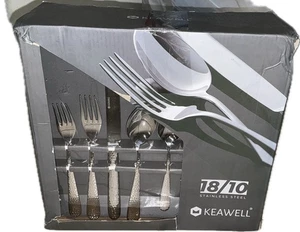 KEAWELL Premium 65-teiliges Louis gehämmertes Silberbesteck Set mit eckigem Rand 18/10 - Bild 1 von 5