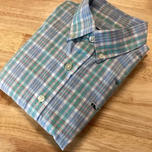 EUC Boys Vineyard Vines Long Sleeved Whale Button Down Plaid Shirt- Large - Picture 1 of 6