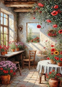 Kits de arte de diamantes para habitación de flores para adultos, kit de pintura de diamantes para principiantes, rou - Imagen 1 de 6