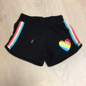 Wonder Nation Walmart Black Shorts with Rainbow Stripes Heart PLAY CONDITION 4/5 - Picture 1 of 5