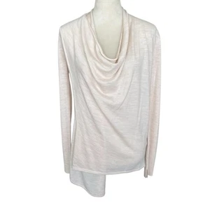 All Saints Woman M Cardigan Drina Ribbed Merino Wool Asymmetrical Drape Sweater - Picture 1 of 9