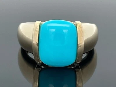 RING GR. 18 (CA.56) AUS 375/- GG  MIT TÜRKIS SLEEPING BEAUTY STAB.  SCHMUCKJAGD - Bild 1 von 3