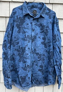 Armani Exchange Long Sleeve Button Shirt Mens XXL Blue Floral - Picture 1 of 5