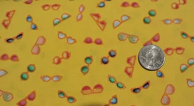 Ткань из 100% хлопка - Michael Miller - солнцезащитные очки желтые - в ярдах - Изображение 1 из 2