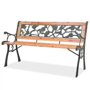 Outdoor Decor Garden Patio Deck Rose Patterned Wooden Park Bench Chair Seat - Picture 1 of 5