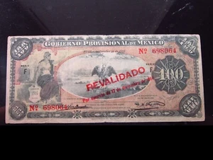 Mexico Federal District 100 Pesos 1914 8064a8h PS708 Revalidado Revolution War - Picture 1 of 2