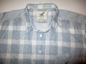 RODD AND GUNN DESIGNER MENS NICE BLUE WHITE CHECK EURO COTTON SHIRT XL EXC COND - Picture 1 of 2