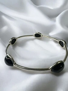 Ippolita Sterling Silver Wonderland 5-Station Rock Crystal ONYX Bangle 8 INCHES - Picture 1 of 4