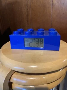 Pre Owned LEGO Block Alarm Clock.  Blue.  7.5” L x 3.75” W x 3” H - Picture 1 of 6