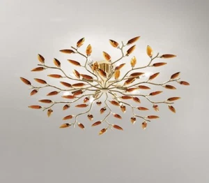 CRYSTALLIVS PLAFONIERA MODERNA CON STRUTTURA IN OTTONE E CRISTALLI AMBRA 8 LUCI - Imagen 1 de 1