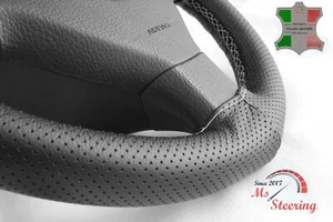FITS SCANIA XT / P SER 19+- BLACK PERF LEATHER STEERING WHEEL COVER LIGHT GREY - Picture 1 of 6
