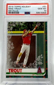 2019 Topps Holiday #31 Mike Trout METALLIC - PSA 10 - Picture 1 of 13