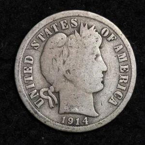 1914 Silver Barber Dime GOOD FREE SHIPPING - Picture 1 of 2