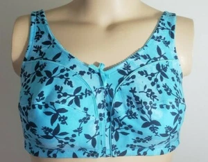 R 100% Cotton Comfort Choice Bra Aqua Floral Full Coverage Wirefree - Picture 1 of 3