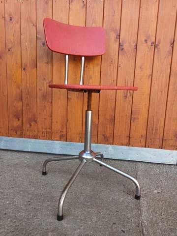 Office Chair Swivel Chair 70er Vintage Executive Chair Red Chrome Architects 70s Cover